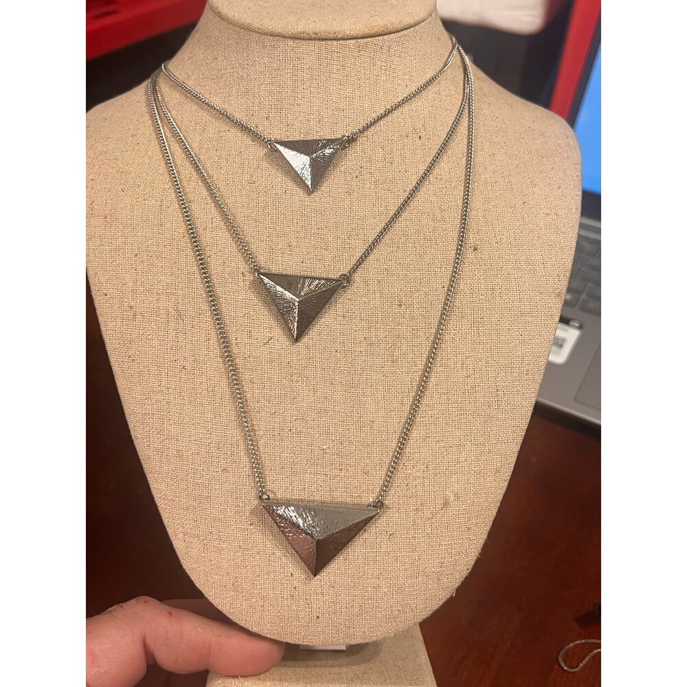 Women's Layered Long Necklace Silvertone Arrows Boho Workwear Party Gala Elegant